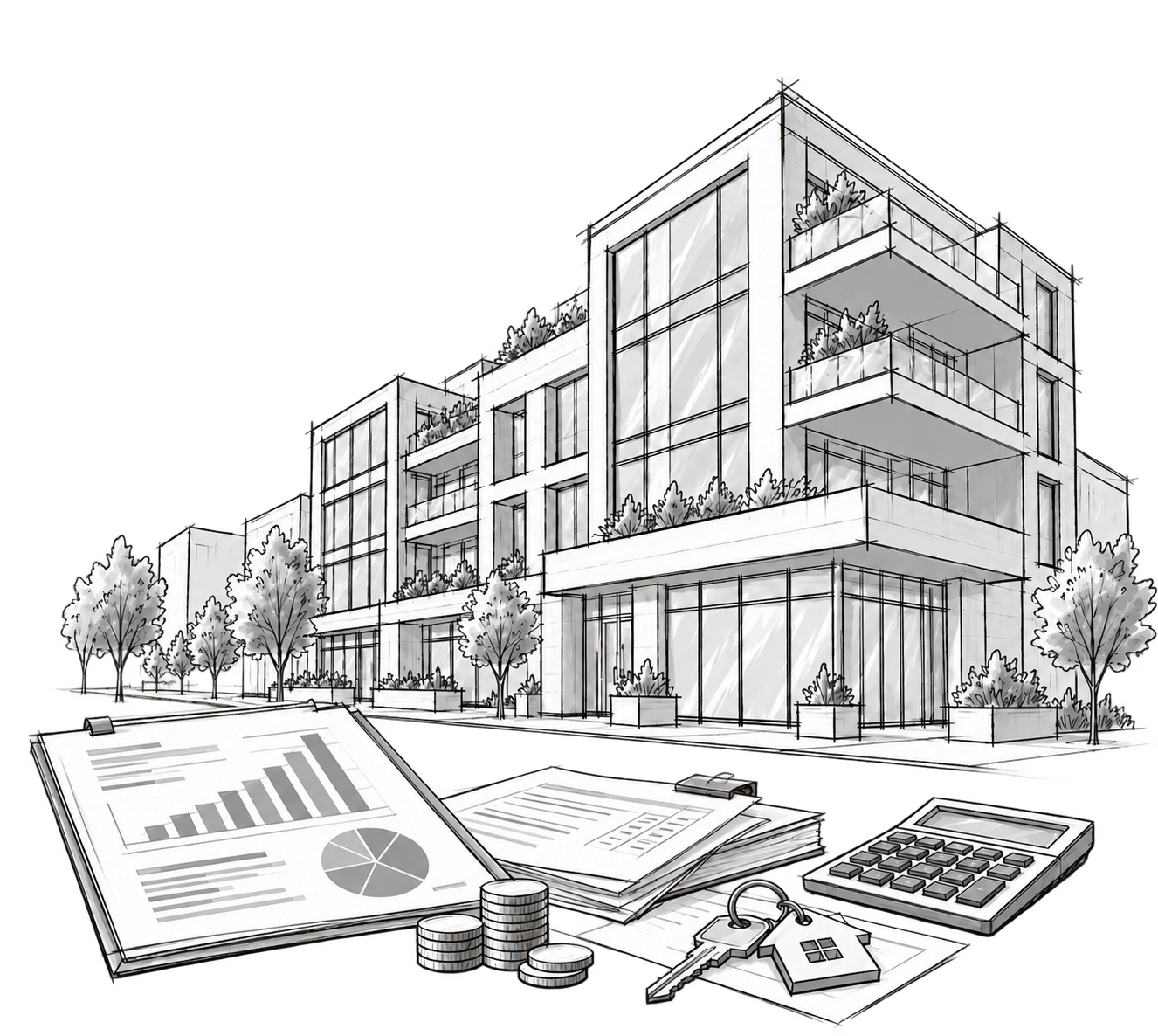 Objecta building illustration background